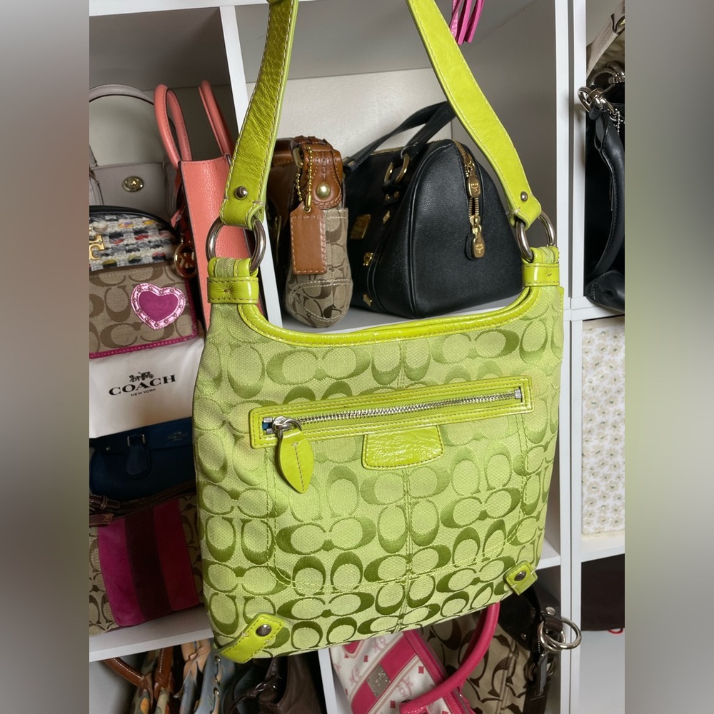 Coach Signature Lime Green Penelope Crossbody Bag